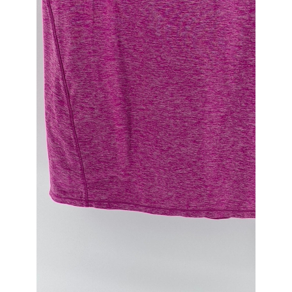 REEBOK Women's Fuchsia Heather V-Neck Short Sleeve Top SZ XL