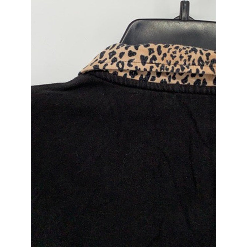 FOREVER 21 Women’s Black Animal Print Button-Up Crop Top SZ S
