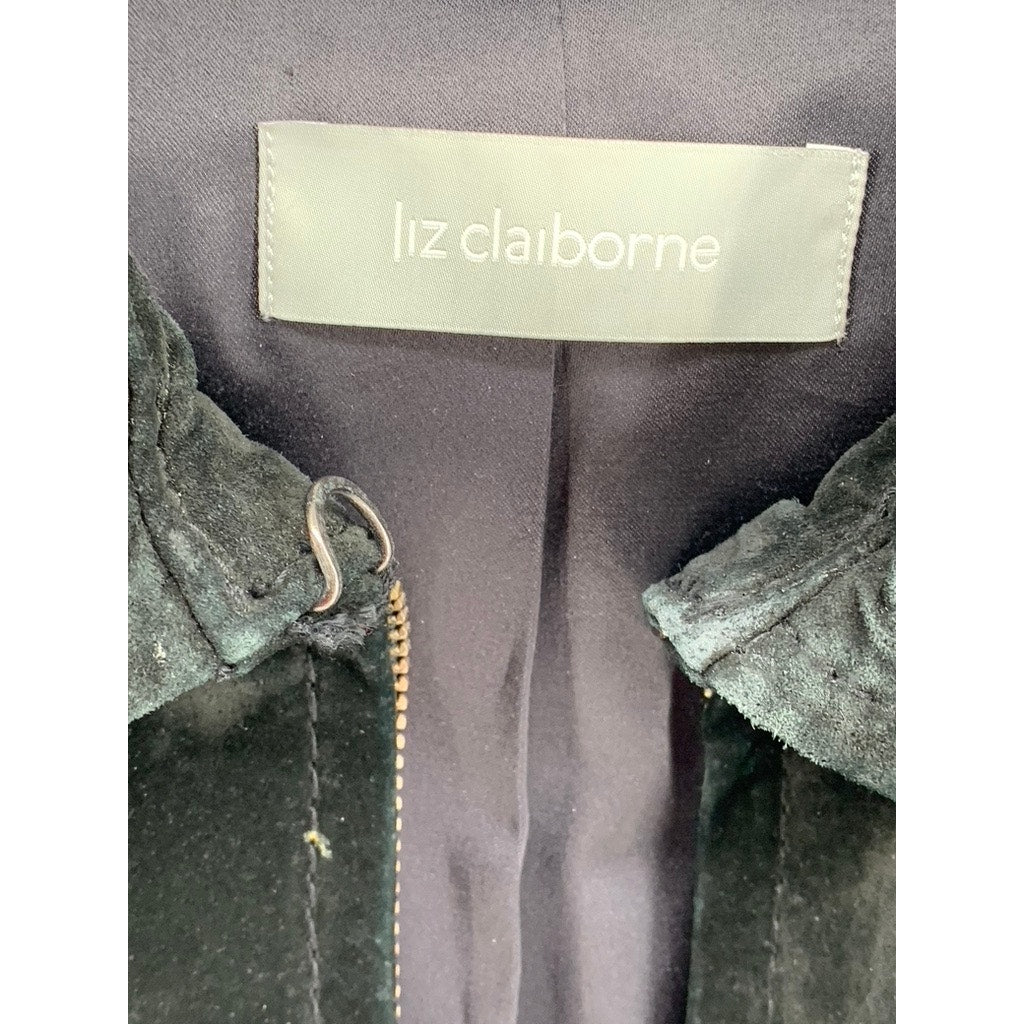LIZ CLAIBORNE Women's Black Suede Zip-Up Jacket SZ M