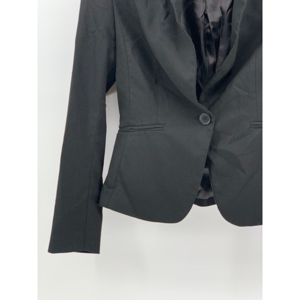 H&M Women's Black Single-Button Notch Collar Blazer SZ S