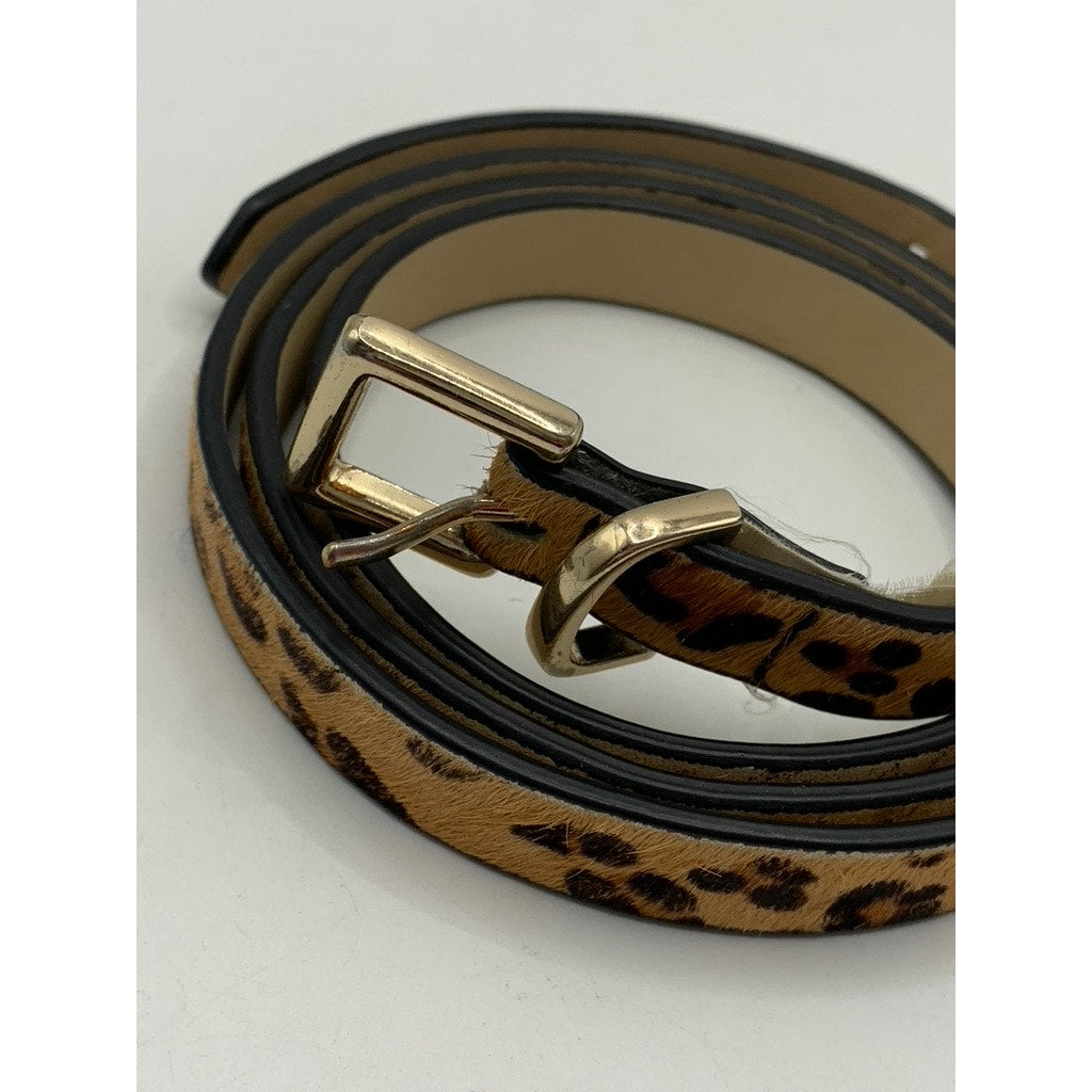 BANANA REPUBLIC Women's Animal Print Cow Leather Skinny Belt SZ L
