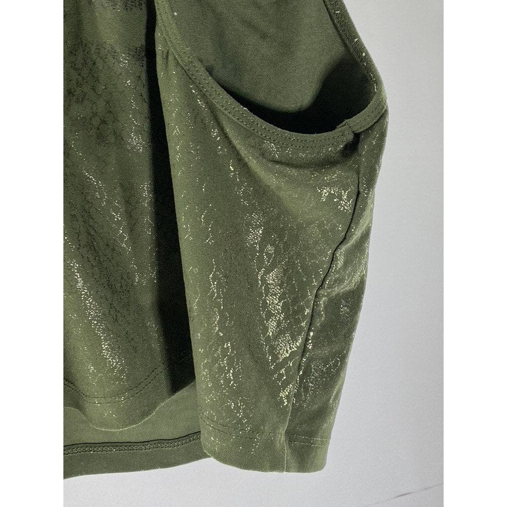 EVOLUTION AND CREATION Women's Olive Green Snake Skin Racerback Tank Top SZ L
