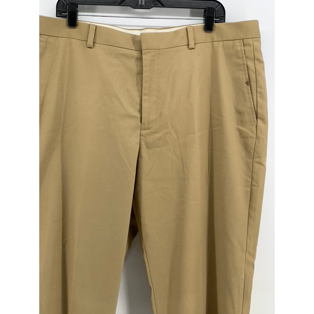 ALAN FLUSSER Men's Tan Solid Regular-Fit Straight Leg Pants SZ 38X30