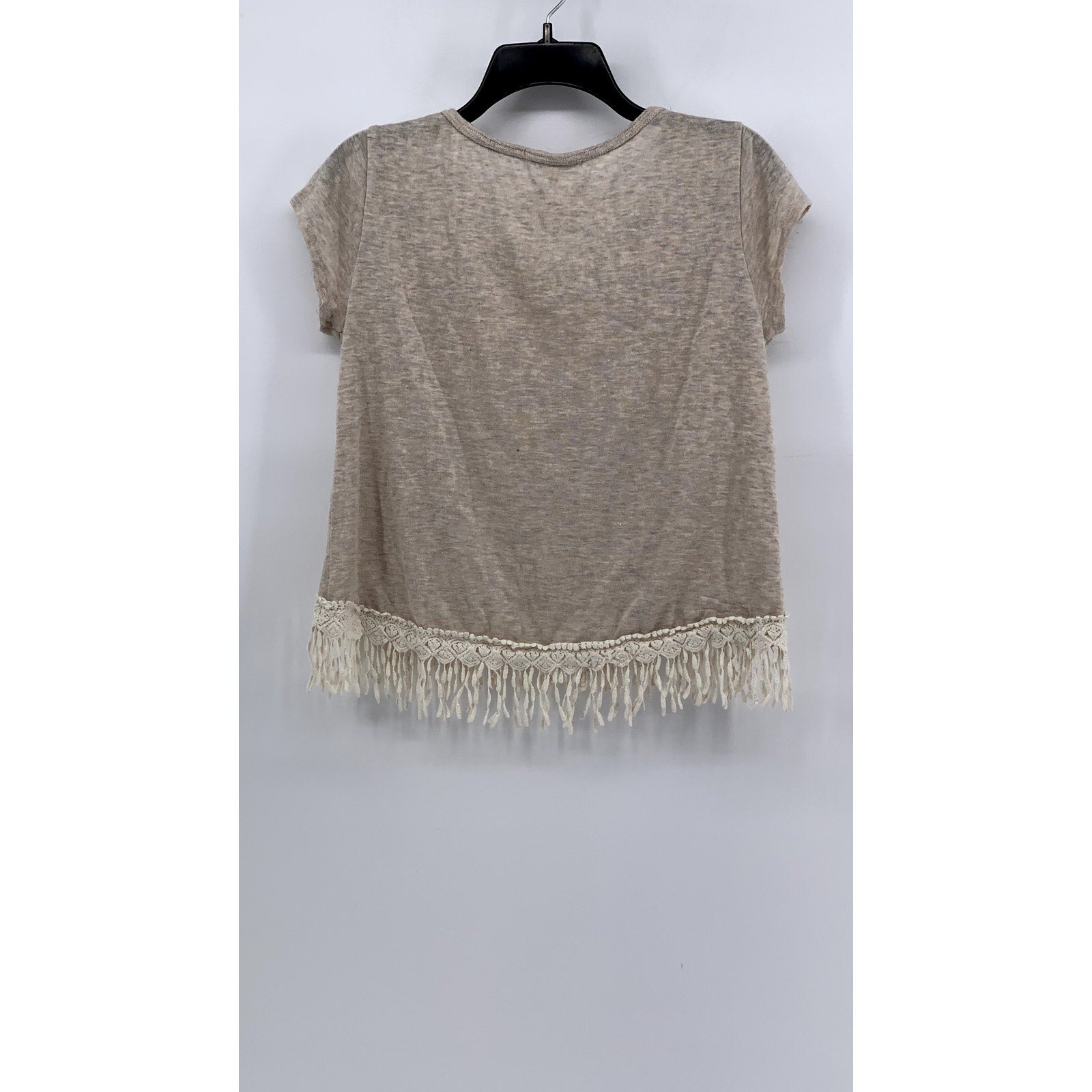 REWIND Womens Tan Boho Laced Cropped Shirt SZ S