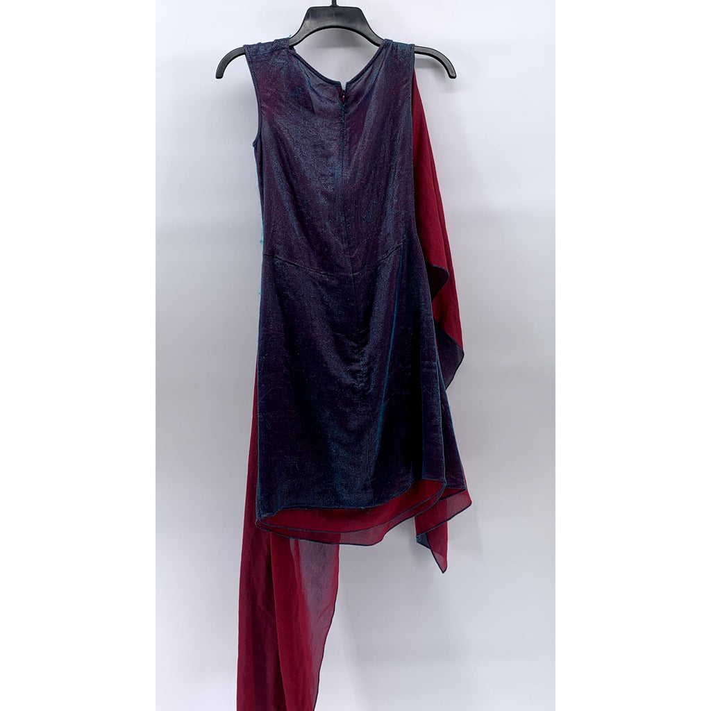 SIES MARJAN Women's Purple-Pink Iridescent Sheer Twist-Front Mini Dress SZ S