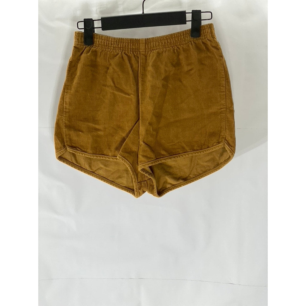 CORDUROY BY AMERICAN APPAREL Women’s Tan Elastic Waist Casual Shorts SZ XS