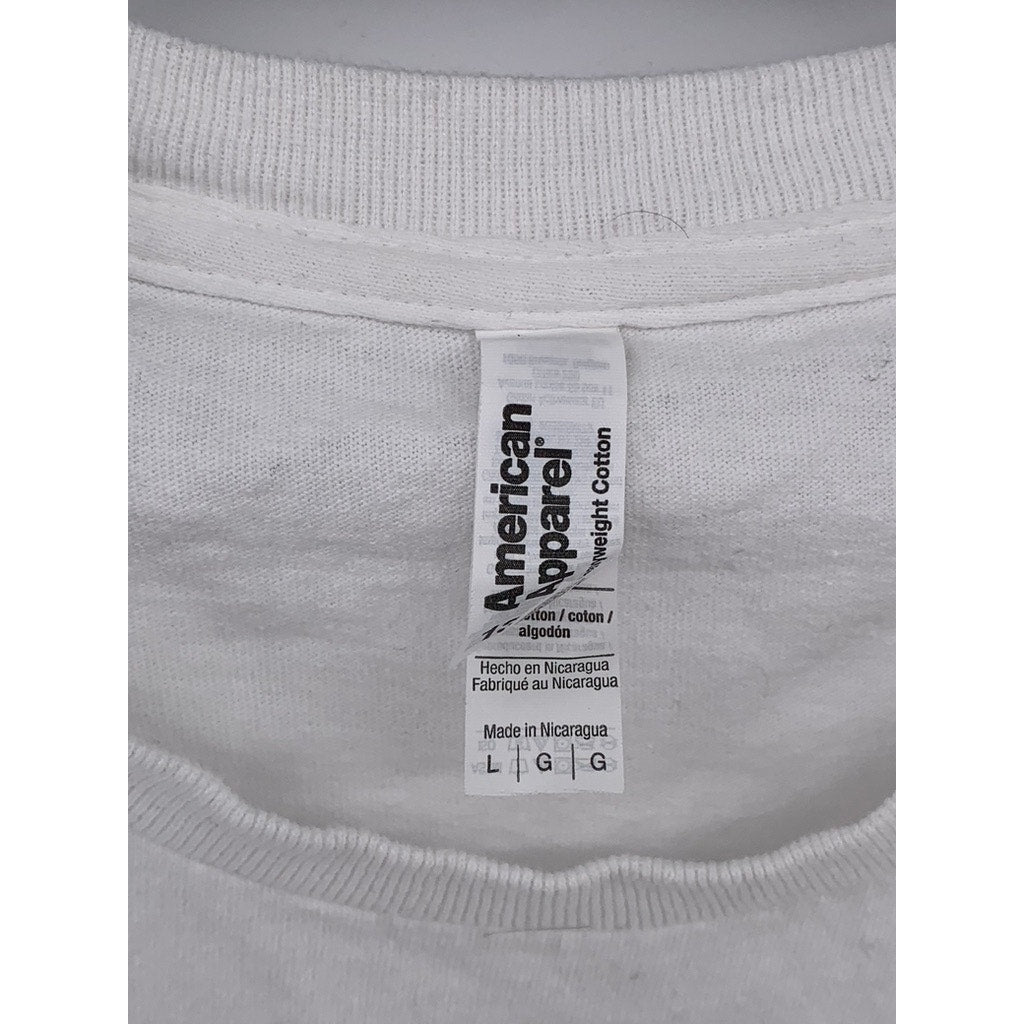 AMERICAN APPAREL Men's White Solid Crewneck Cotton Short Sleeve T-Shirt SZ L