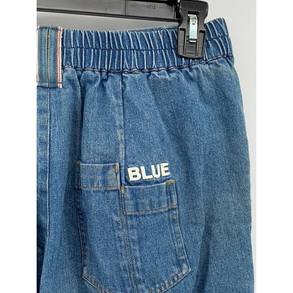 DEER & FLYER Women's Blue Denim Slim-Leg Relaxed Fit Elastic Waist Pants SZ M