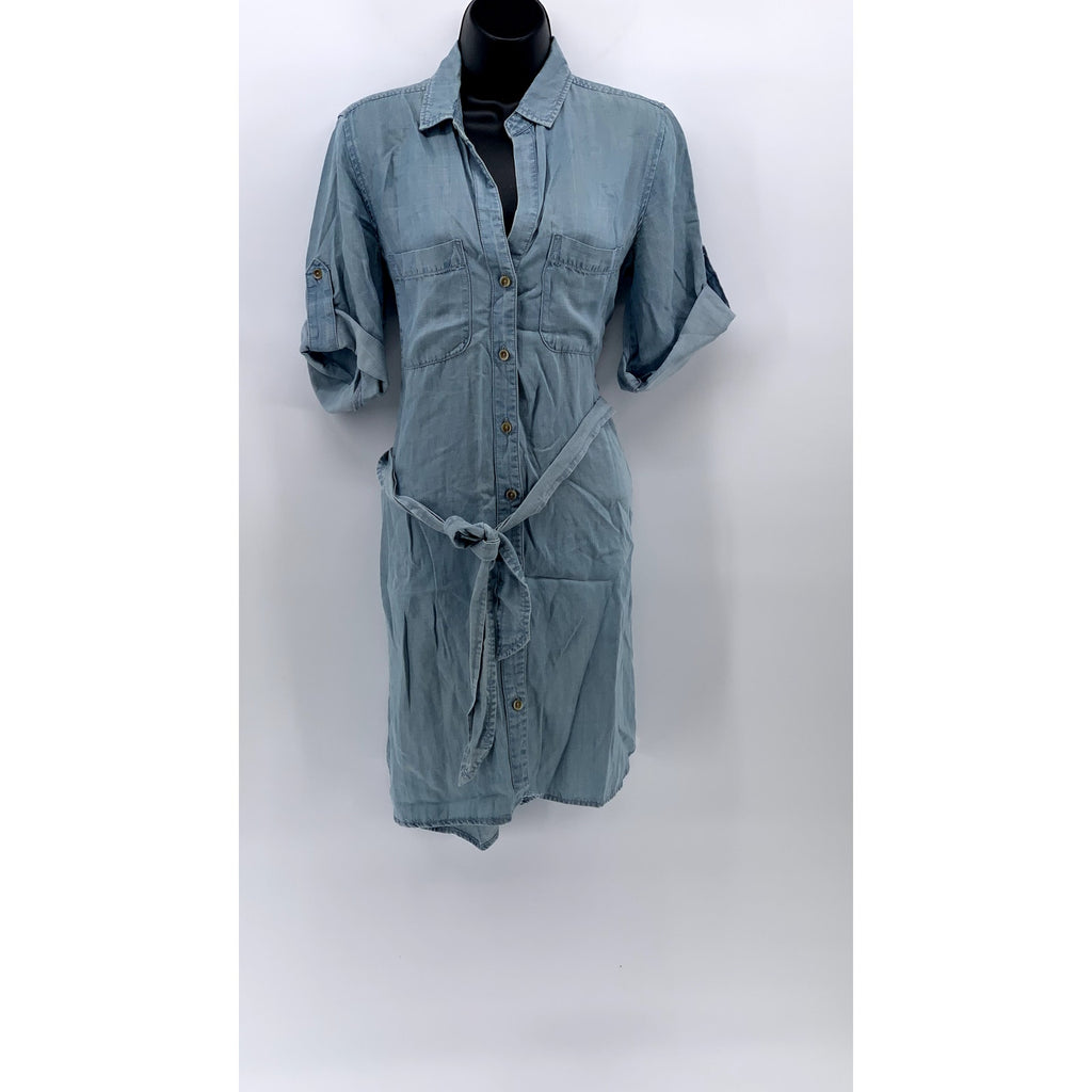 CLOTH & STONE Women's Blue Button-Up Knee Length Belted Dress SZ XS