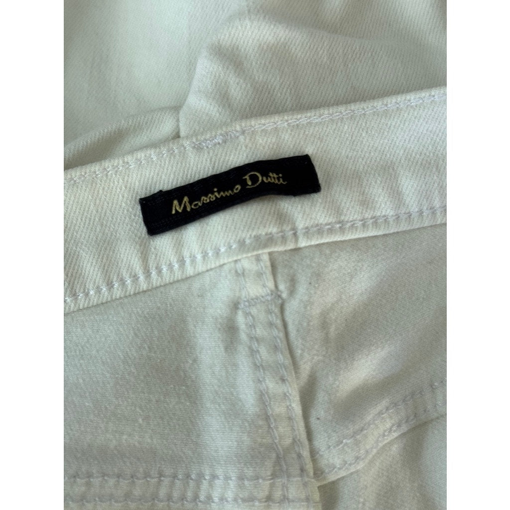 MASSIMO DUTTI Women's White Five-Pocket Straight-Leg Denim Jeans SZ 10
