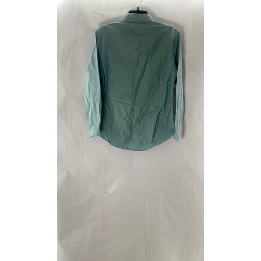 BONOBOS Men's Teal Textured Slim-Fit Short Long Sleeve Button-Up Shirt SZ S