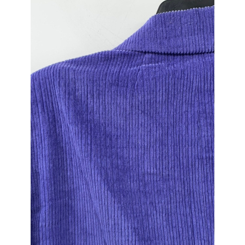 UNBRANDED Women's Purple Corduroy Double Breasted Peak Lapel Blazer SZ L