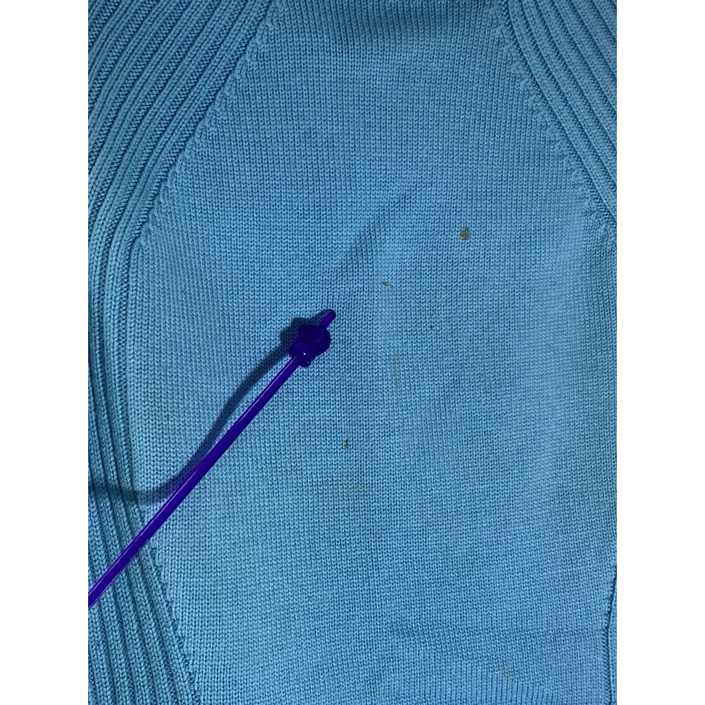 DELLE CELLE Women's Vintage Blue Virgin Wool Knit Turtleneck Sweater SZ 46