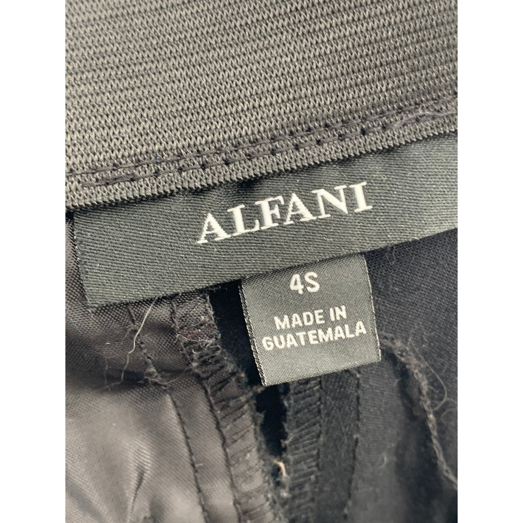 ALFANI Women's Black Solid Mid-Rise Straight-Leg Short Dress Pant SZ 4S