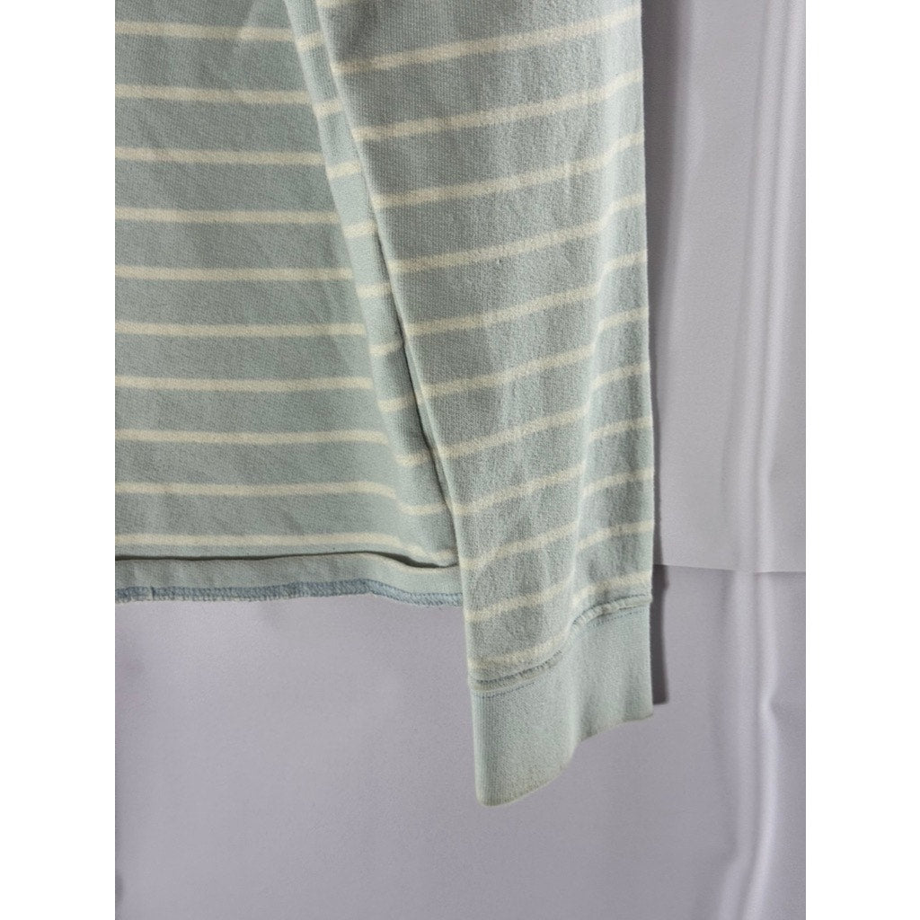 TRES BIEN Women's Green/Cream Striped Quarter-Zip Pullover Sweater SZ S