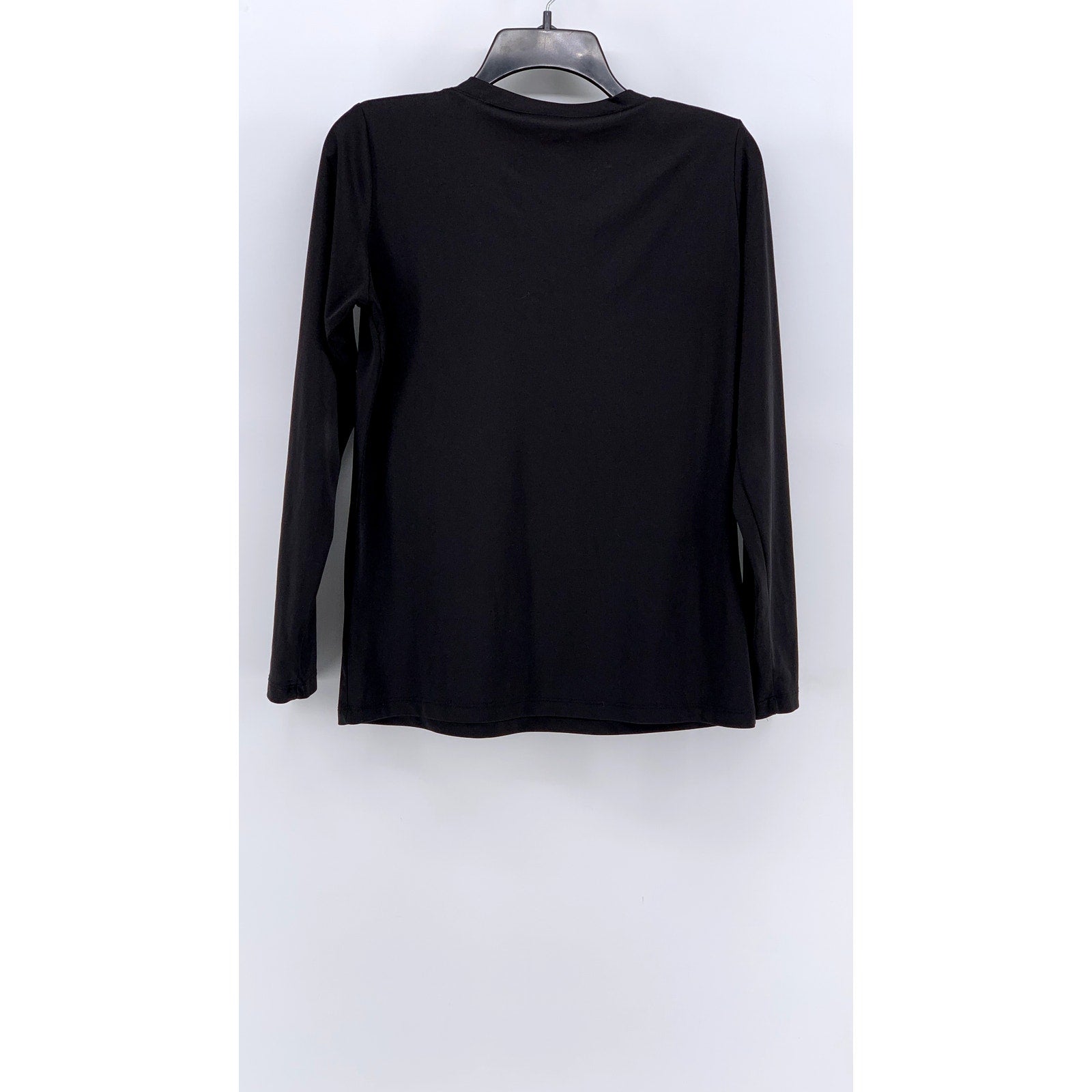 ANIMAL DEN Women's Black Solid V-Neck Soft Long Sleeve Top SZ M