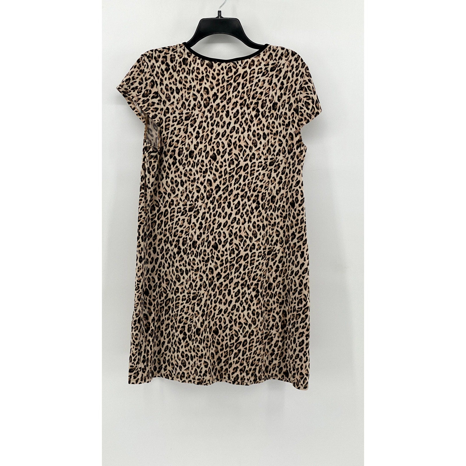 LINEA DONATELLA Women's Brown-Black Animal Print V-Neck Pajama Gown SZ L
