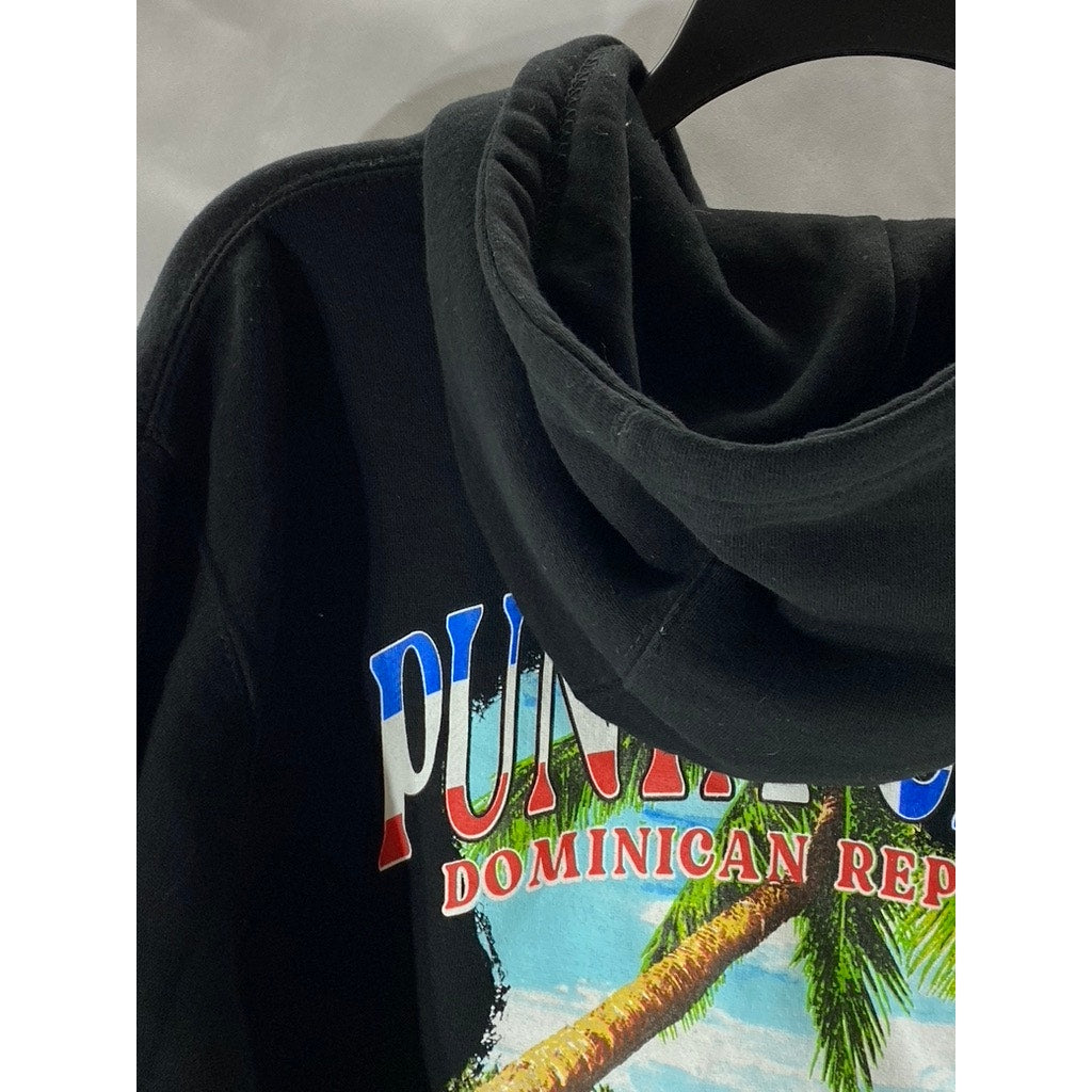 HARD ROCK Men's Black Punta Cana Dominican Republic Graphic Zip-Up Sweater SZ M