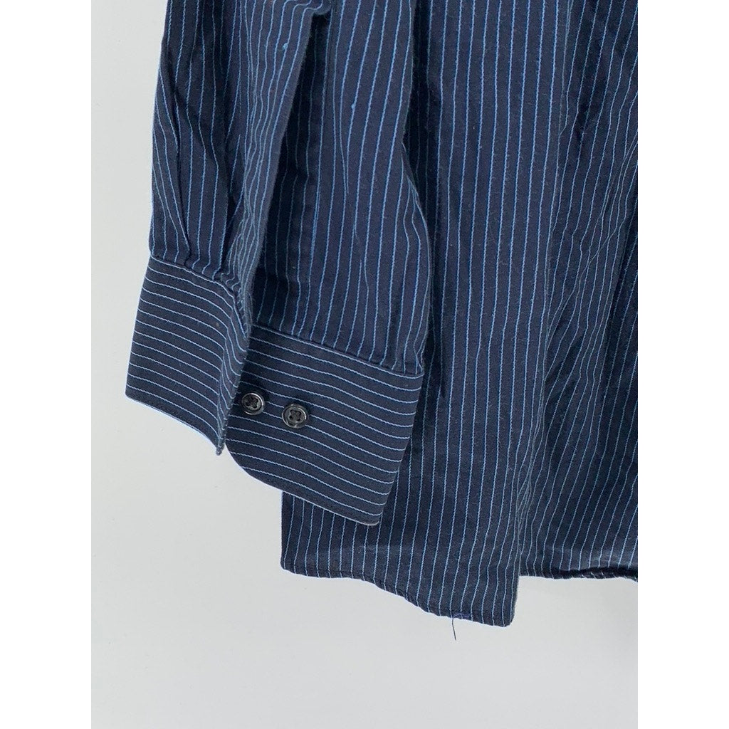 VAN HEUSEN Men's Blue Striped Button-Up Long Sleeve Regular-Fit Shirt SZ XL