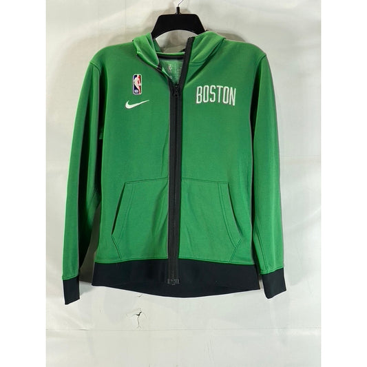 NIKE Youth Green/Black Boston Celtics Showtime Full-Zip Hooded Sweater SZ M