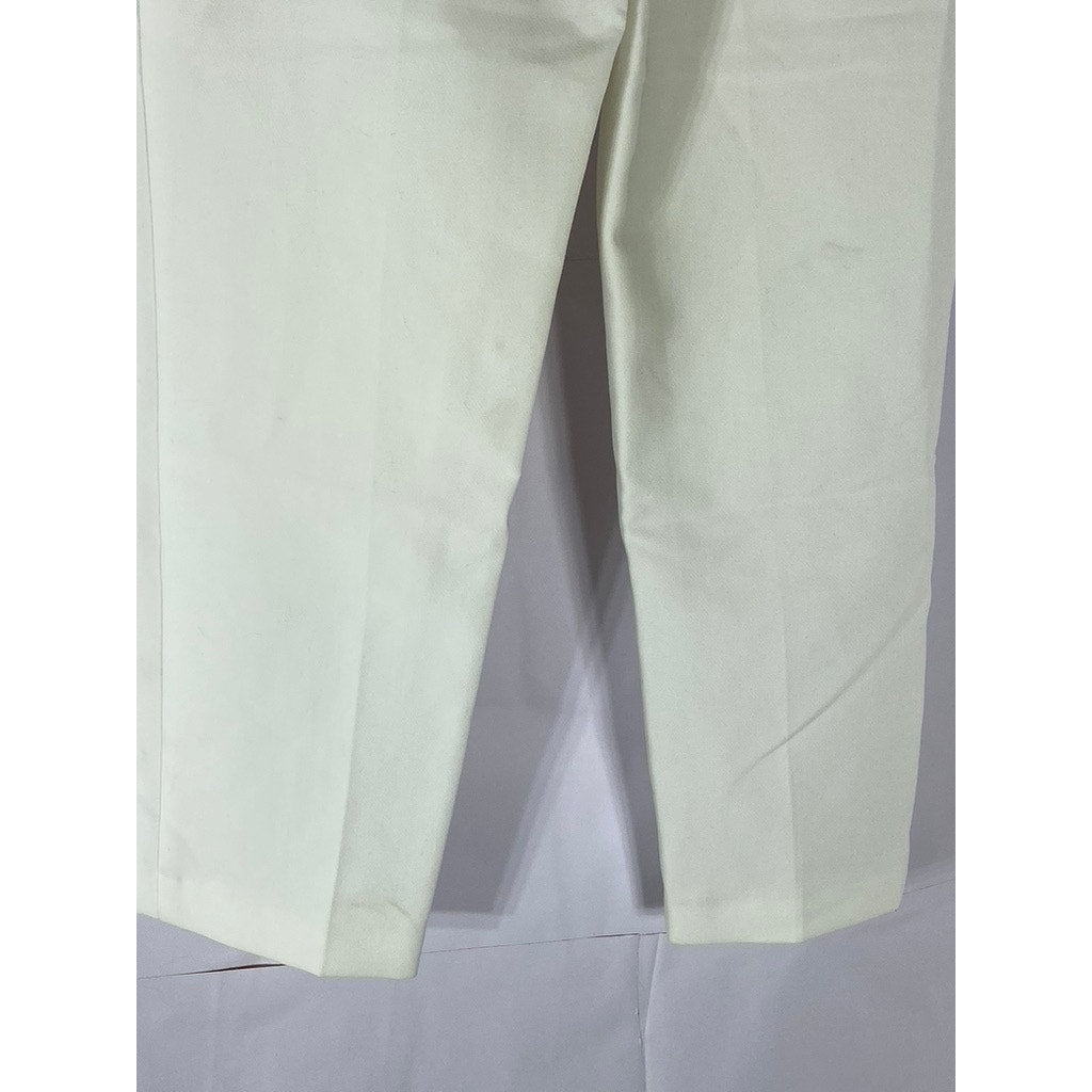 ZARA Women's White Regular Fit Slim-Leg Hook-Bar Dress Pant SZ M