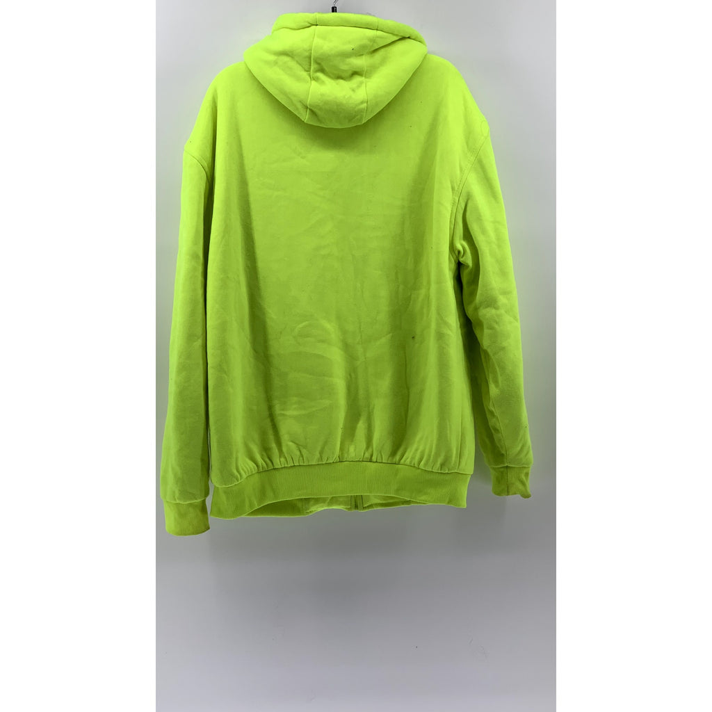 JACKSON HOLE Men's Neon Green Sherpa Fleece Zip-Up Hooded Sweater SZ XL