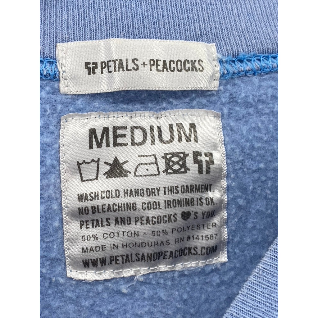 PETALS & PEACOCKS Women's Light Blue Sensual Healing Crewneck Sweatshirt SZ M