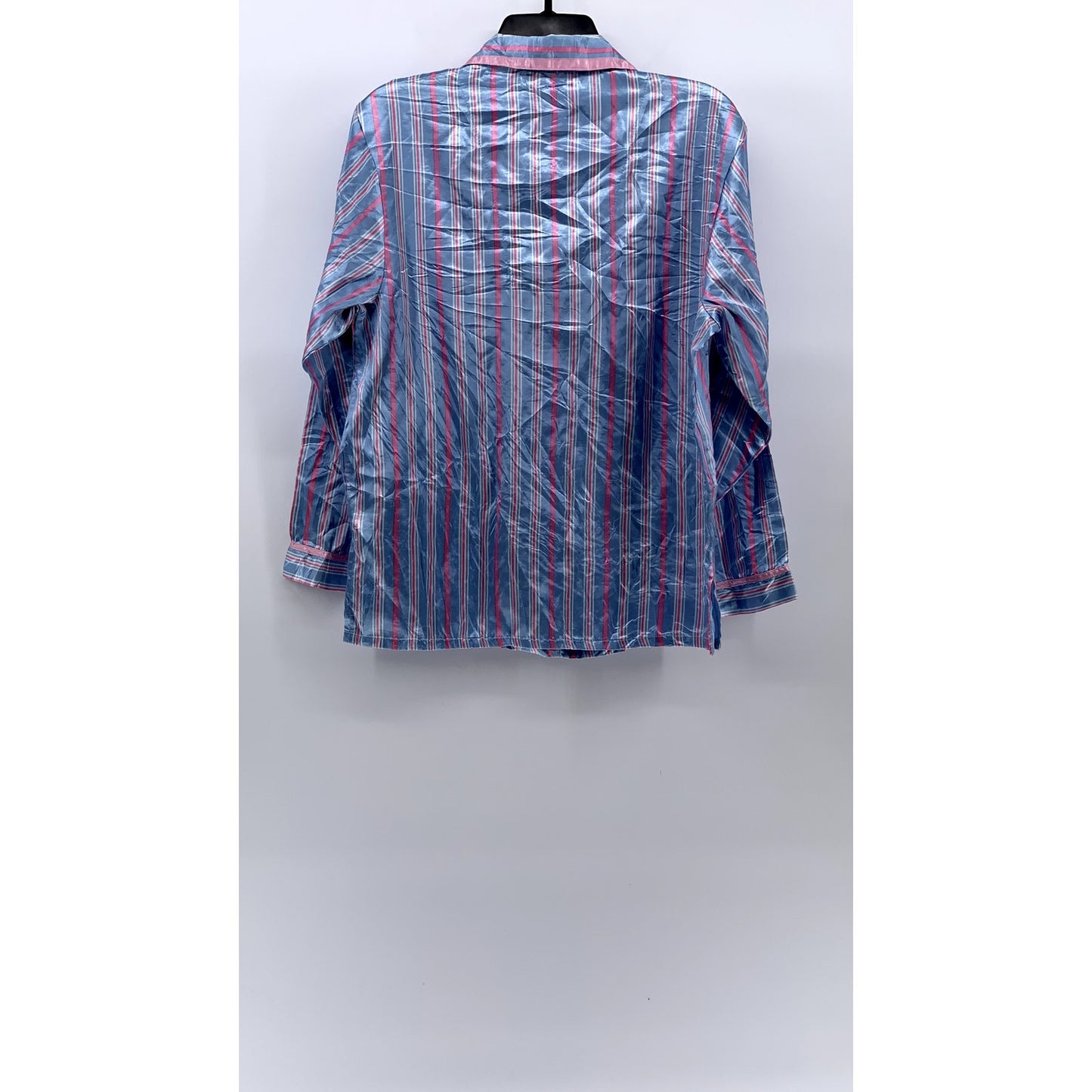 KATHRYN Women's Blue-Pink Striped Lightweight Long Sleeve Button-Up Top SZ S