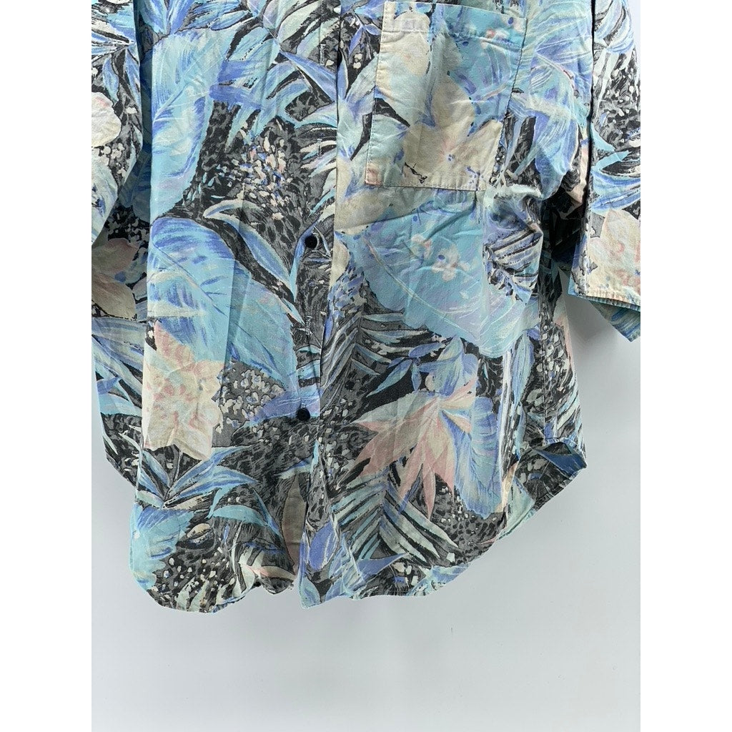 ORIGINAL VENEZIA SPORTSWEAR Men's Blue Floral Tropical Button-Up Shirt SZ L
