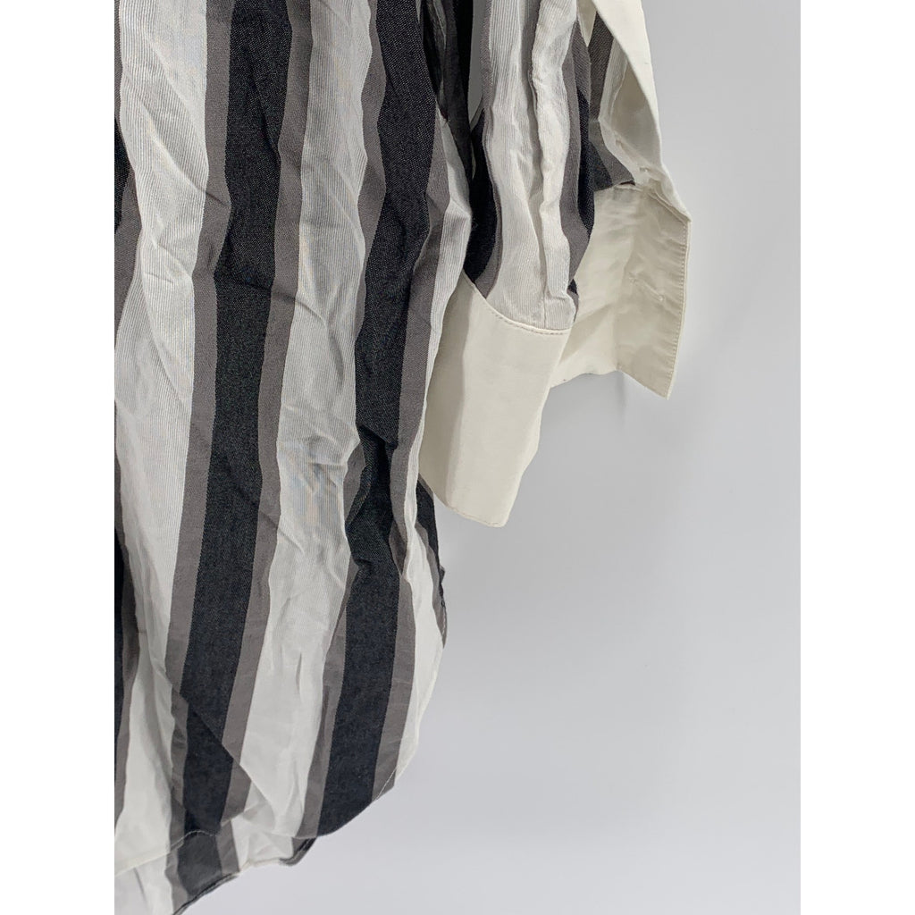 KENDALL & KYLIE Women's White-Black Striped Button-Up Shirt Dress SZS