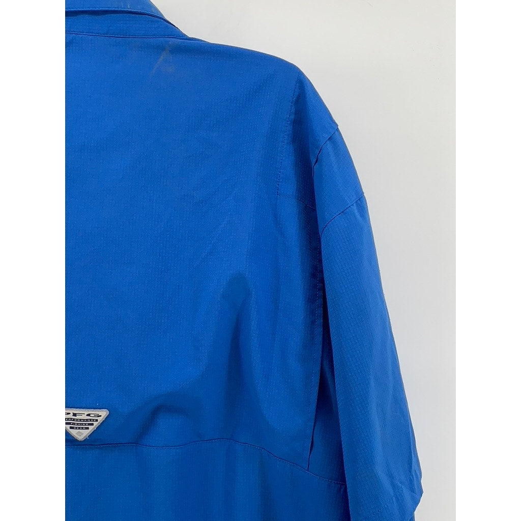 COLUMBIA Men's Royal Blue PFG Button-Up Fisherman Shirt SZ XL