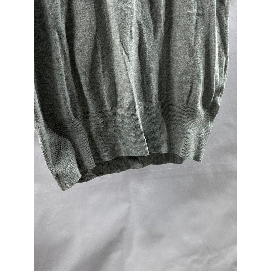 ZARA Women's Light Gray Crewneck Plain Knit Basic Short Sleeve Top SZ S