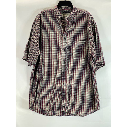 AMERICAN EAGLE OUTFITTERS Men's Red/Blue Mini Check Vintage Button-Up Shirt SZ L