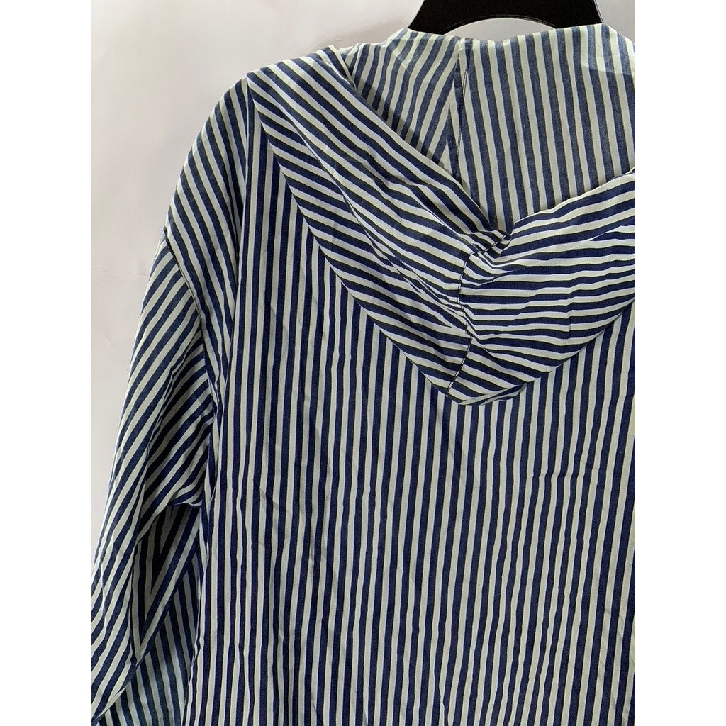 LIMON COMPANY Women's Navy/White Striped Zip-Up Marine Hooded Jacket SZ 2