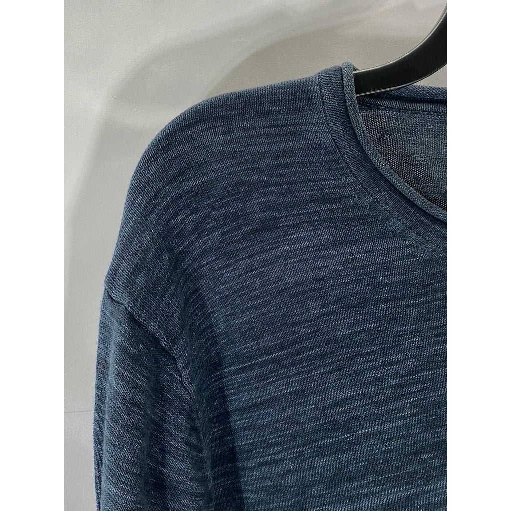 MUJI Men’s Navy Blue Crewneck Knit Long Sleeve Regular Fit Sweater SZ S