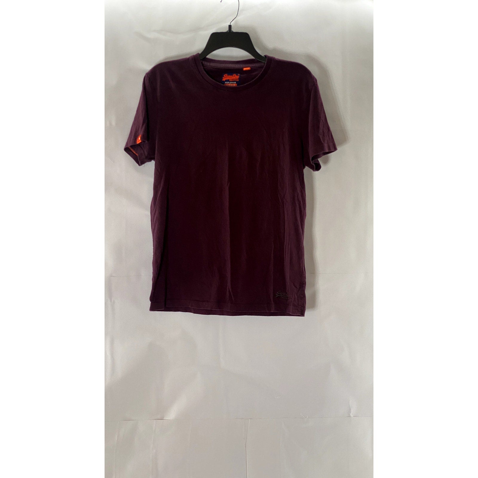 SUPERDRY Men's Burgundy Solid Crewneck Short Sleeve Casual T-Shirt SZ M