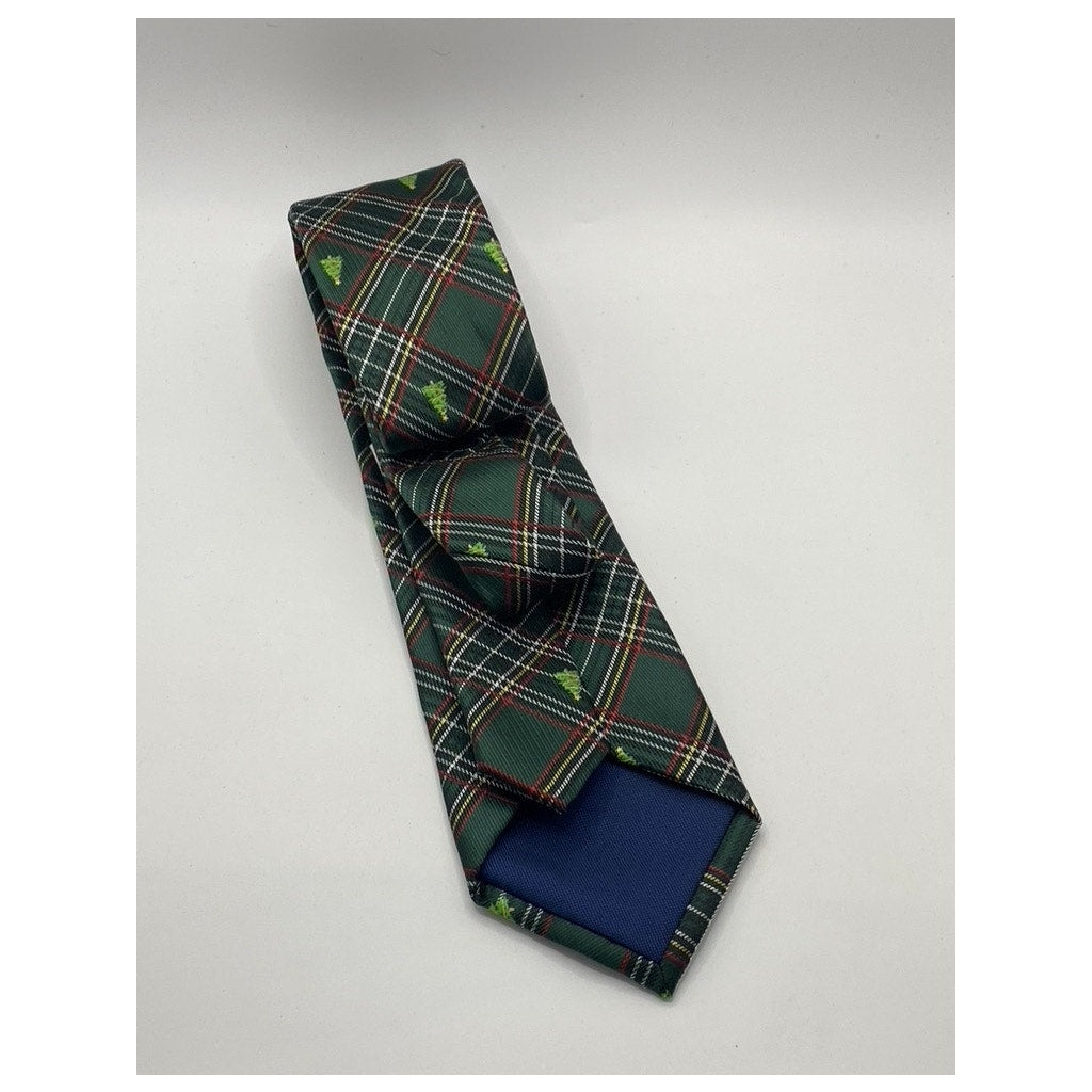 SADDLEBRED Men’s Green-Red Plaid Christmas Tree Tie SZ OS