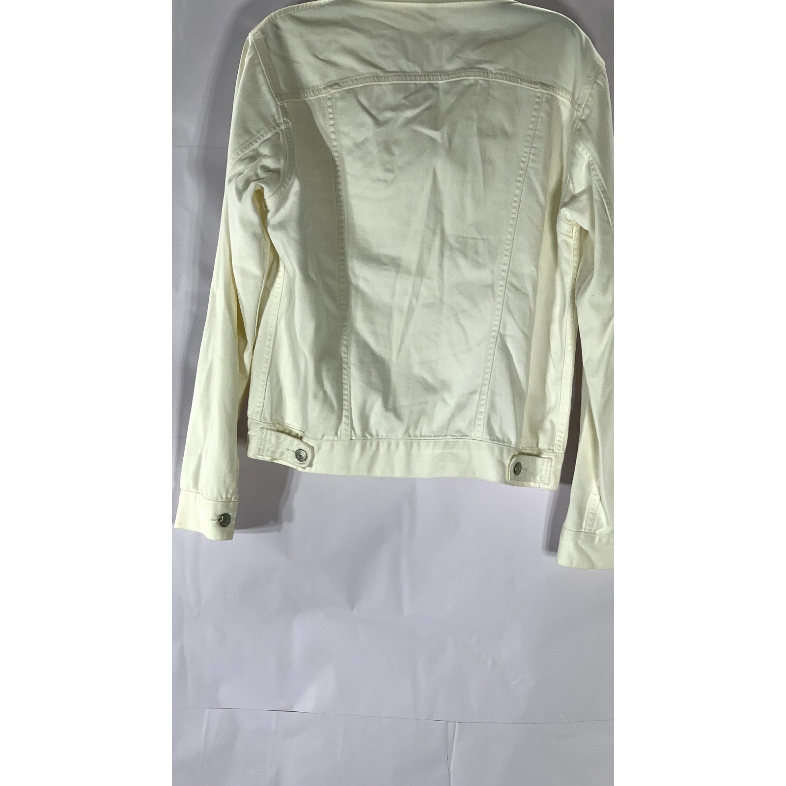 MUJI Women's Cream Washed Denim Patch Pocket Button-Up Long Sleeve Jacket SZ S