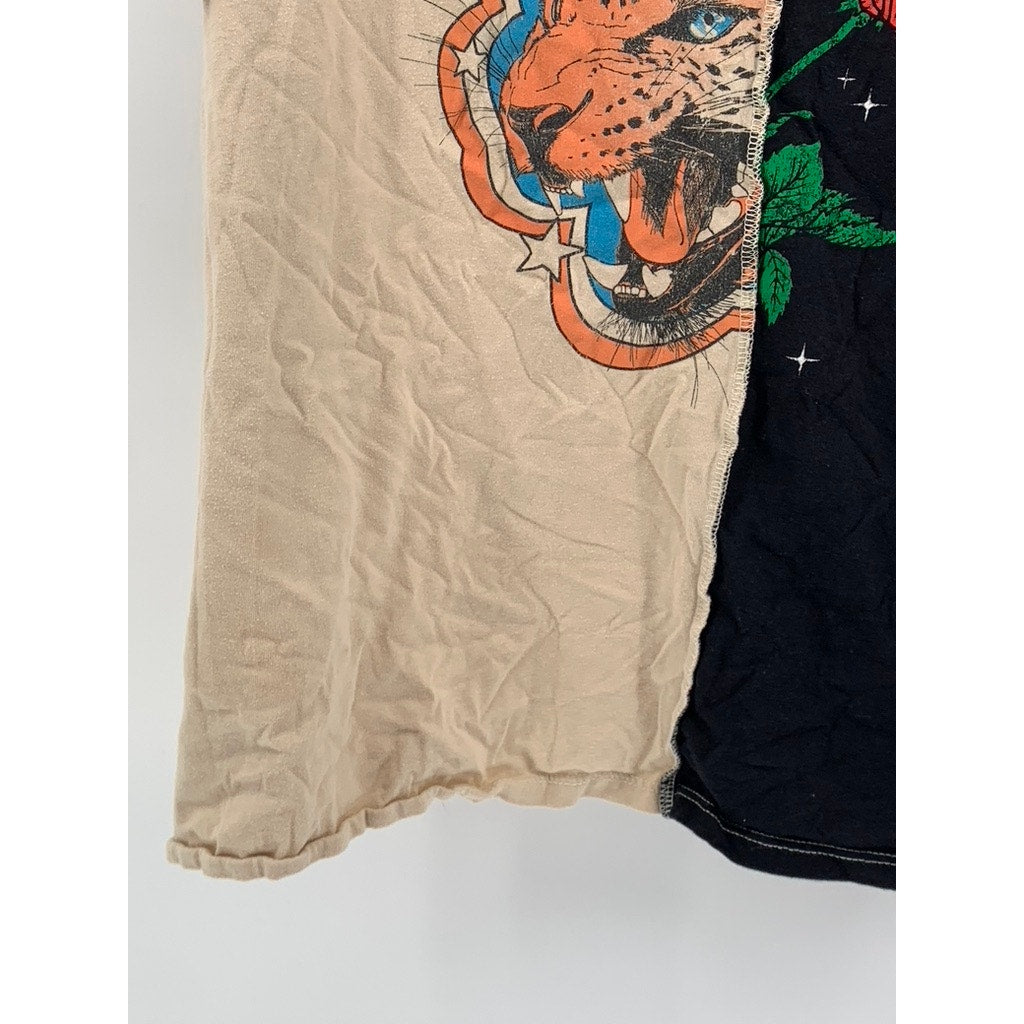 TORRID Women's Black-Beige Slit Graphic Tee SZ 3