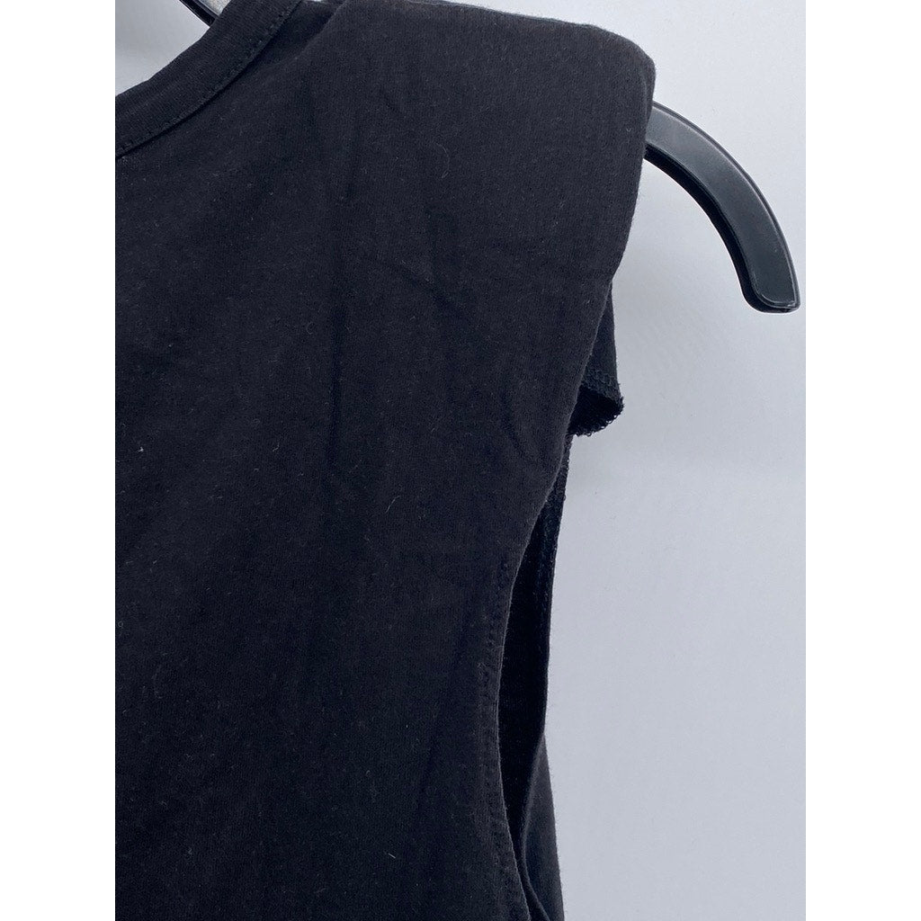 ZARA Women's Black Basic Collection Path Of Glory Rose Padded Muscle Top SZ S