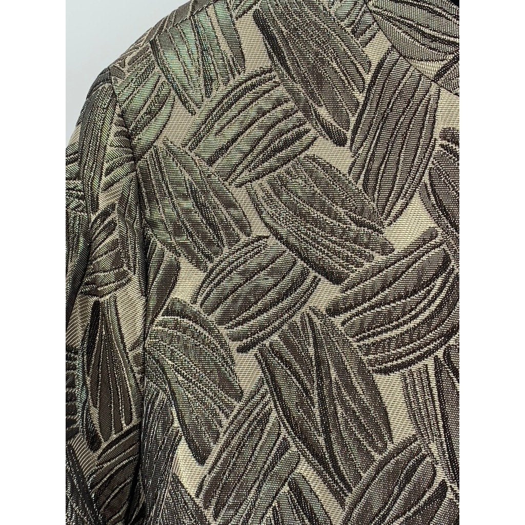 KASPER Women's Gray-Champagne Metallic Printed Blazer SZ 12