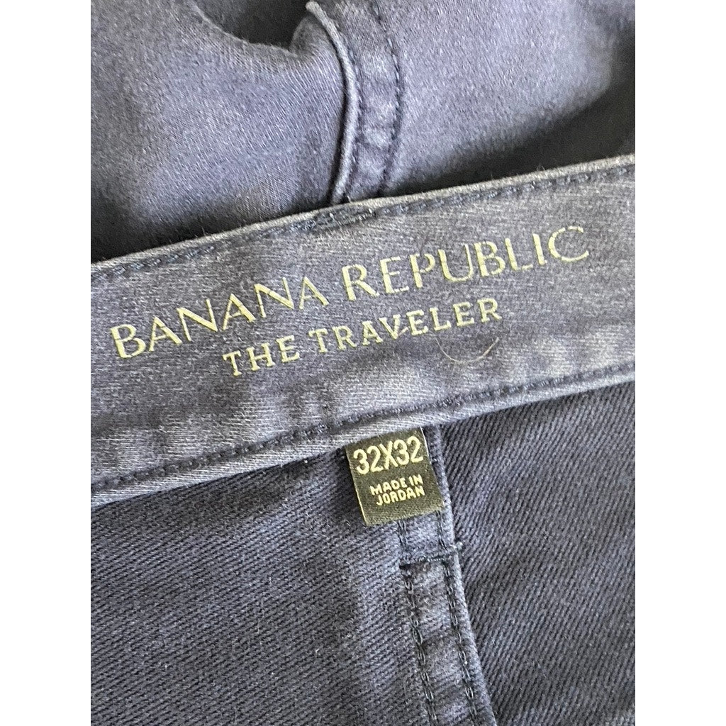 BANANA REPUBLIC Men's Dark Navy Slim-Fit Aiden Traveler Five-Pocket Pant SZ32X32