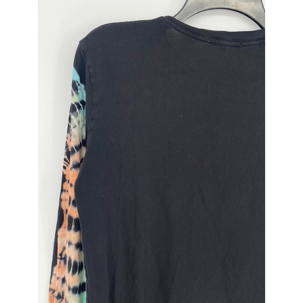 FUTURE STATE Women’s Black-Multi Skull Crewneck Long Sleeve Tie-Dye Top SZ M