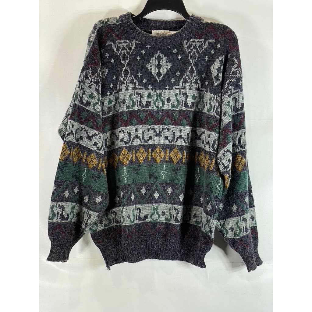 THE MEN'S STORE At Sears Men's Multi Printed Vintage Crewneck Knit Sweater SZ L