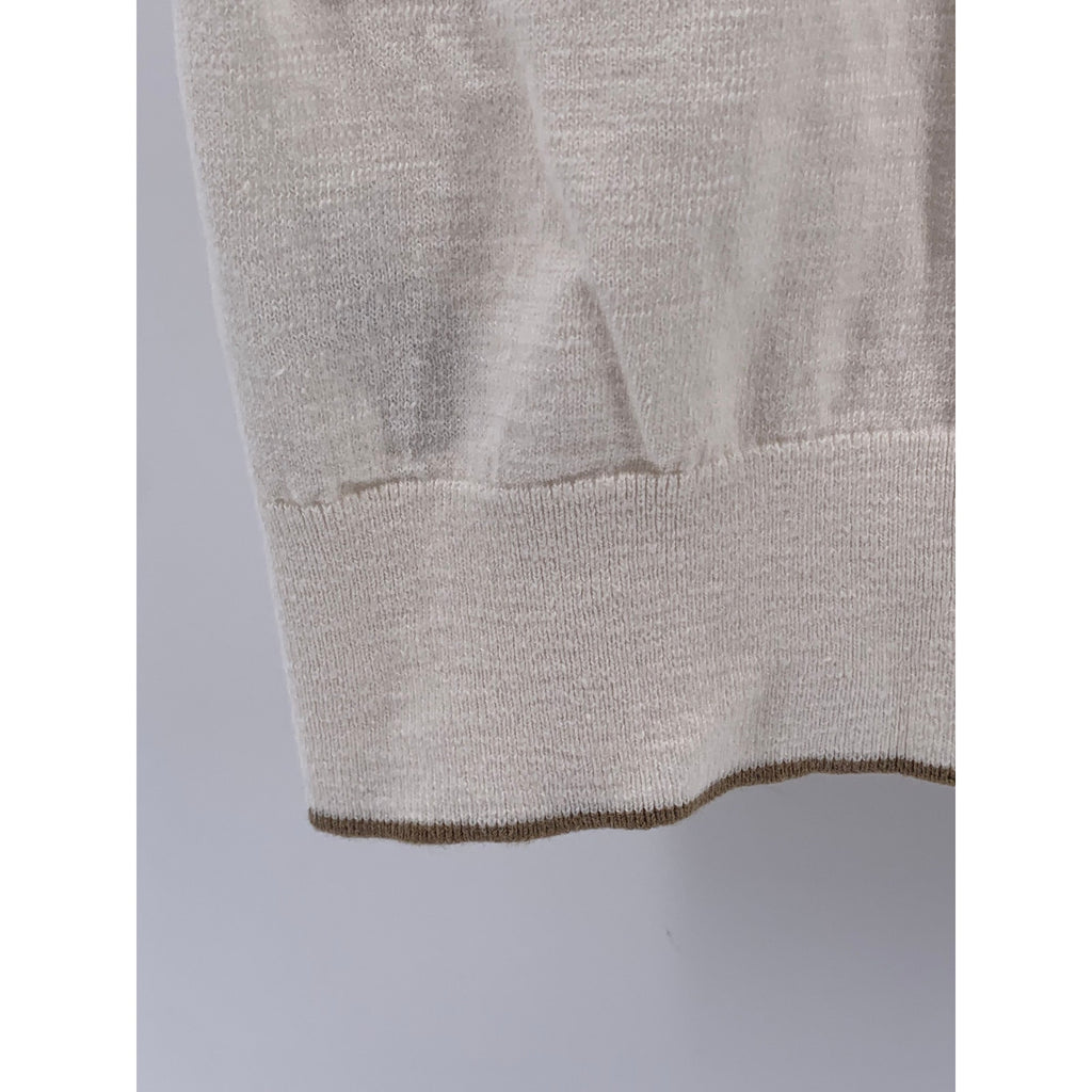 BANANA REPUBLIC Men's Off-White Short Sleeve Organic Cotton Polo Shirt SZ L