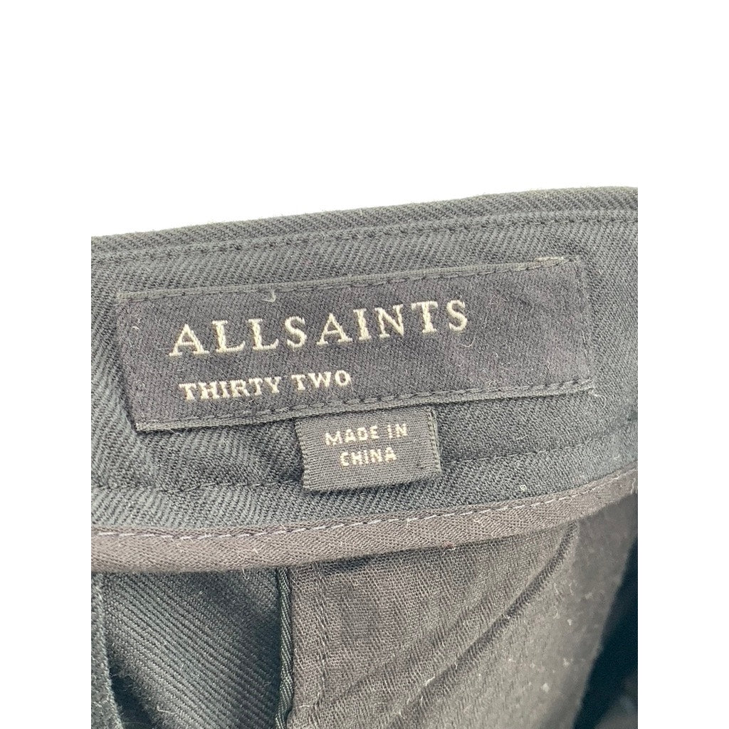 ALLSAINTS Men's Black Pleated Tallis Trouser Pant SZ 32