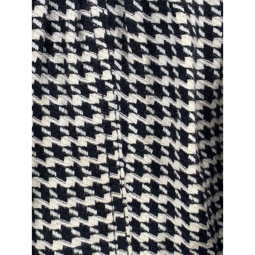 ROXY Women's Black-White Houndstooth Cotton Button-Up Cropped Top SZ XL