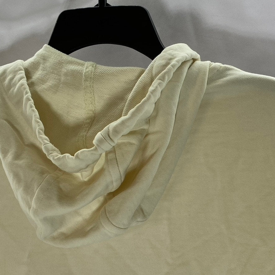 BATELA SEA STYLE Women's Cream Snap-Button Patch Logo Hooded Sweater SZ 8
