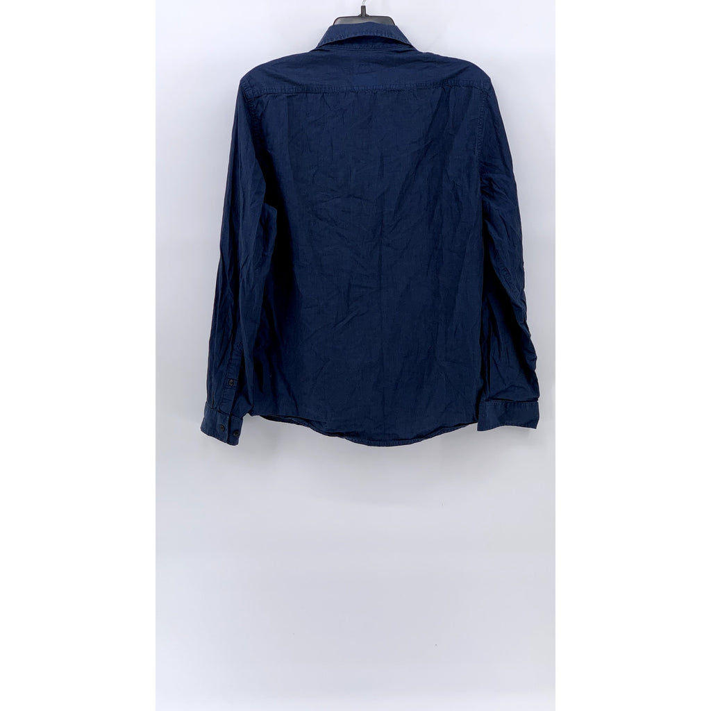 H&M Men's Blue Double-Pocket Regular-Fit Button-Up Long Sleeve Shirt SZ M