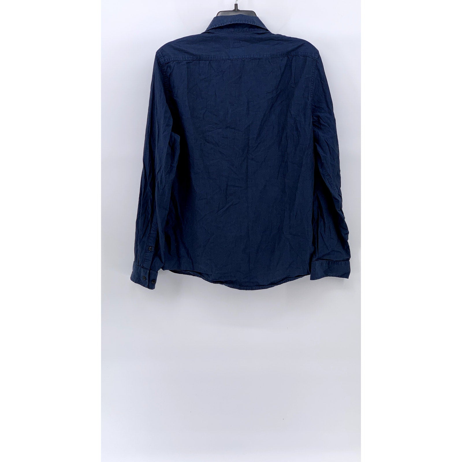 H&M Men's Blue Double-Pocket Regular-Fit Button-Up Long Sleeve Shirt SZ M